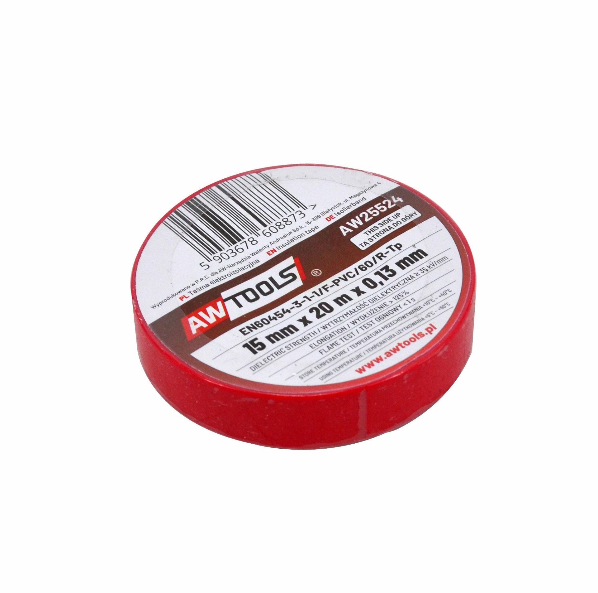 AWTools AW25528 taśma izolacyjna 19 mm x 20 m czerwona