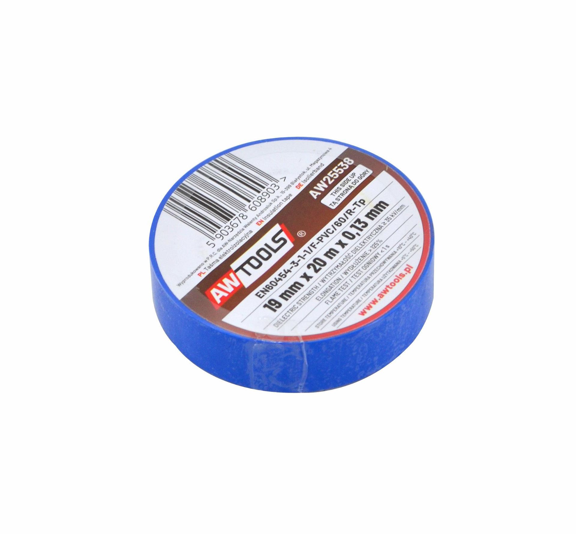 AWTools AW25538 taśma izolacyjna 19 mm x 20 m niebieska