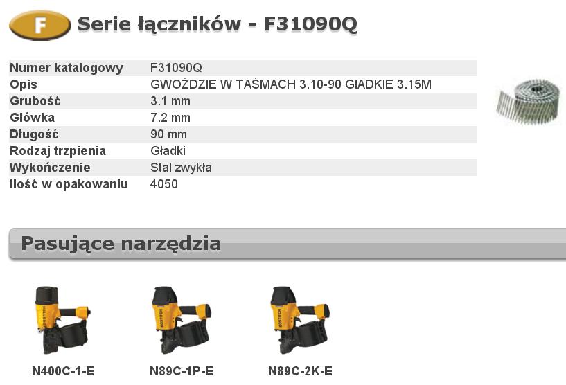 BOSTITCH F31090Q GWOŹDZIE F 3,10x90 mm 4050 szt.