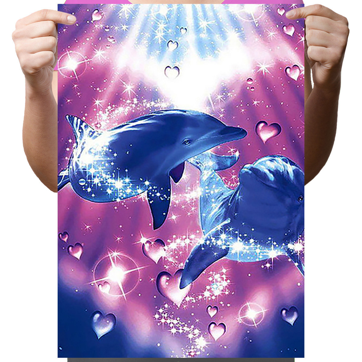 Haft Diamentowy Diamond Painting,DIAMENTOWY MALARZ,Obraz DIY 5D,Mozaika Diamentowa 30x40, Delfiny