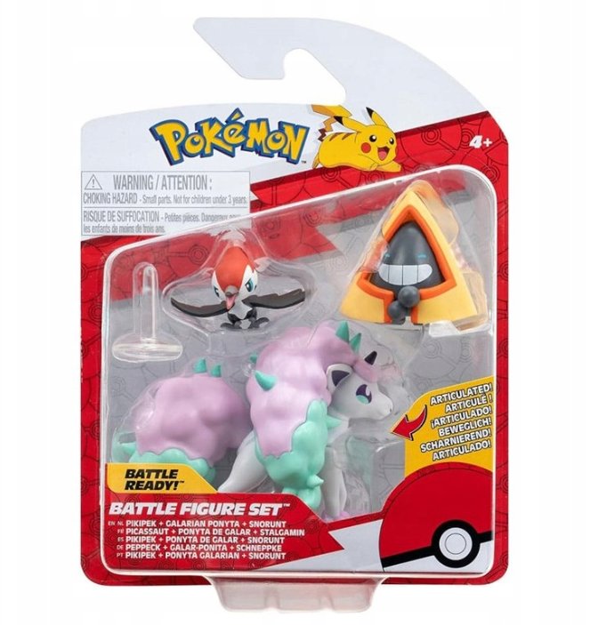 Figurki Bitewne Pokemon Pikipek, Galarian Ponyta, Snoruny