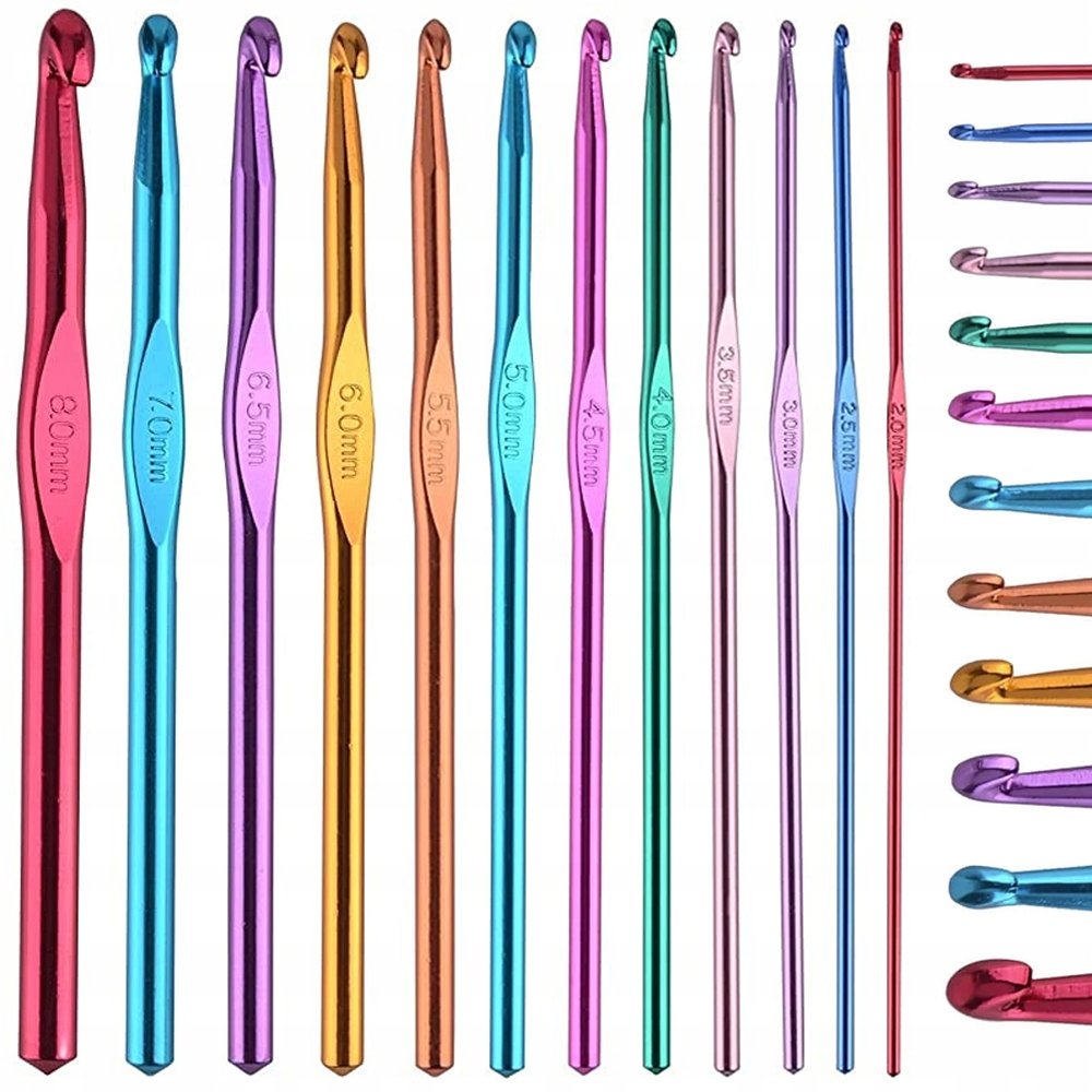 ZESTAW SZYDEŁEK SZYDEŁKA 12 SZTUK DO SZYDEŁKOWANIA 2 - 8 mm KOMPLET