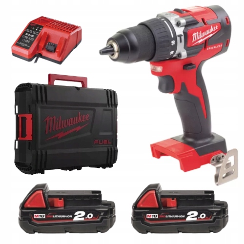 Milwaukee M18 CBLPD-202C wiertarko-wkrętarka udarowa 18V 2x2,0Ah 60Nm Li-Ion w walizce 4933464320