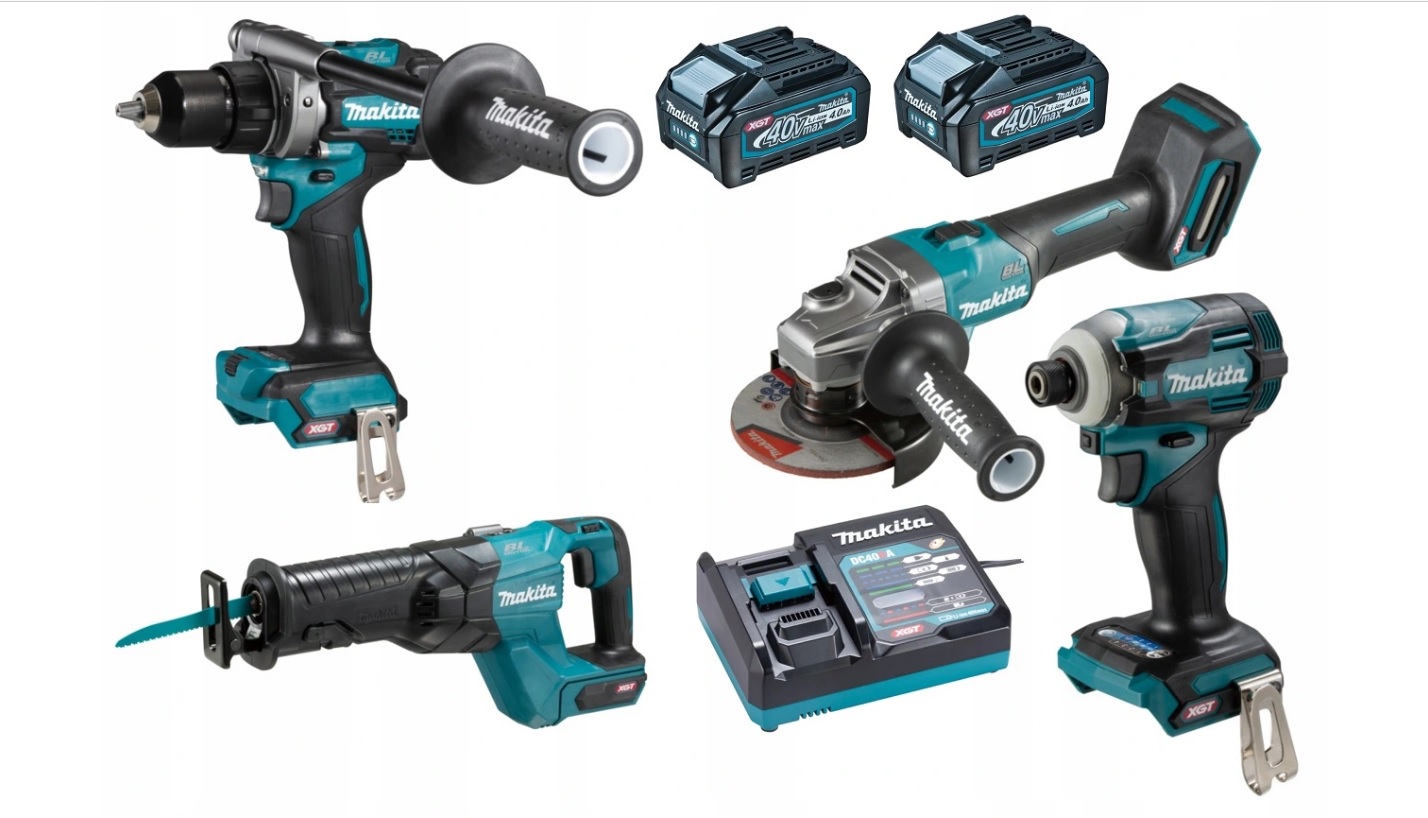 Makita DK0126G401 4-narzędziowy zestaw Combo GA005G+DF001G+TD001G+JR001G 40Vmax XGT 2x4,0Ah w torbie