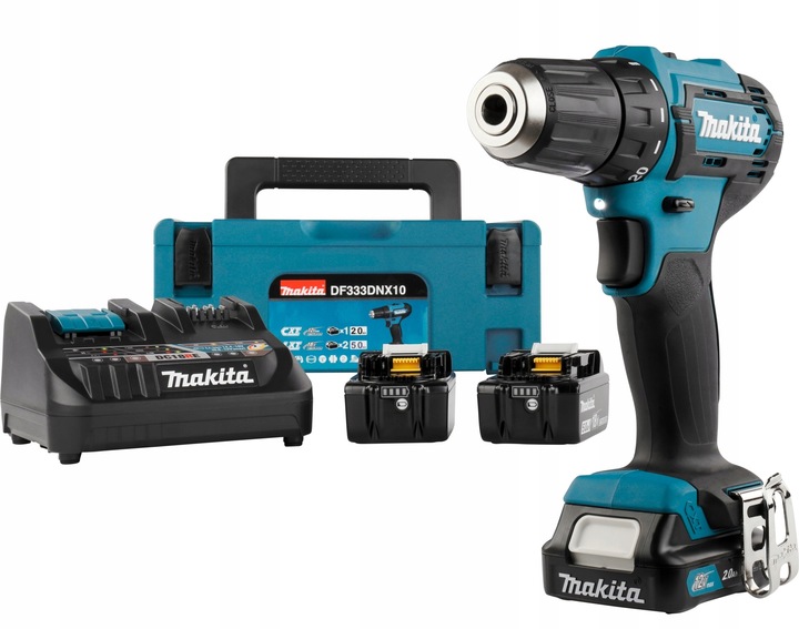 Makita DF333DNX10 wiertarko-wkrętarka 12V 1x2,0Ah 18V 2x5,0Ah Li-Ion 30/14Nm w walizce