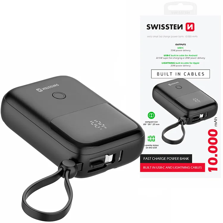 SWISSTEN Powerbank PD 10000 mAh 22,5 W Czarny