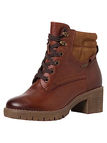 Tamaris Comfort Damskie 8-86215-41 skórzane Comfort Fit wymienna wkładka Duotex niski obcas botki, koniak, 36 EU Weit