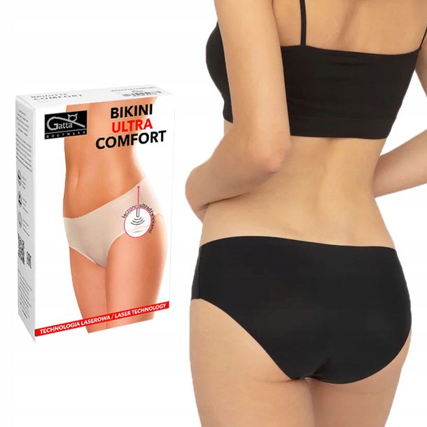 GATTA BIKINI COMFORT, figi bezszwowe, CZARNE, XL
