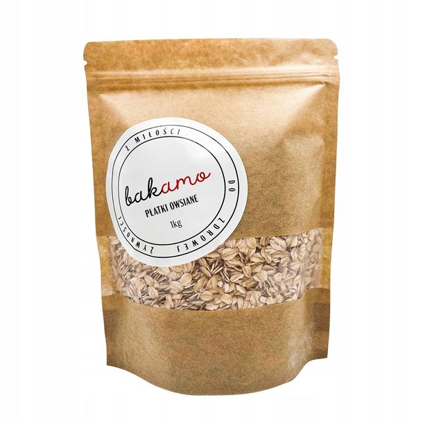 ﻿PŁATKI OWSIANE BŁYSKAWICZNE 1kg Naturalne zdrowe świeże 1000g Bakamo
