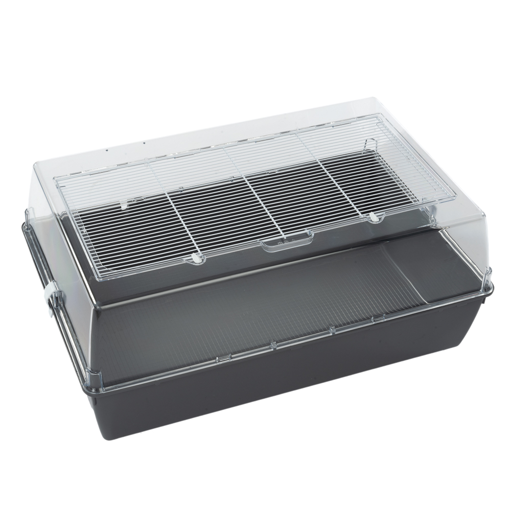 TIAKI klatka dla małych zwierząt Panorama - Szara (dł. x szer. x wys.): 71 x 46 x 31,5 cm