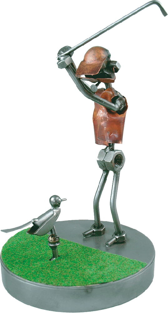 Metalowa figurka Golf z ptakiem. Pomysł na prezent z humorem