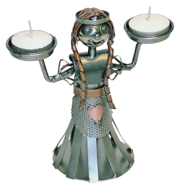 Metalowa figurka Dziewczynka ze świeczkami