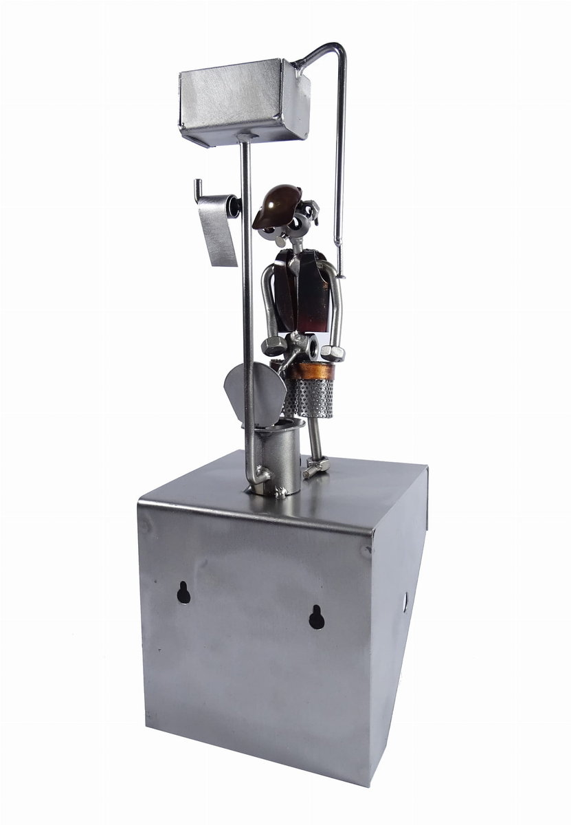 Metalowa figurka Facet w WC. Prezent z humorem