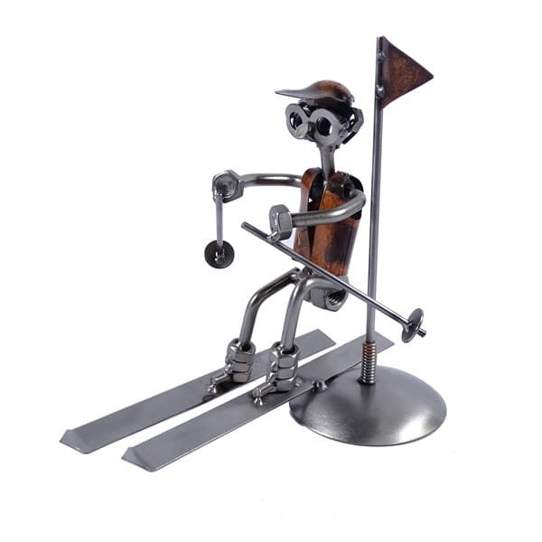 Metalowa figurka Narciarz slalom. Trofeum sportowe, oryginalny prezent