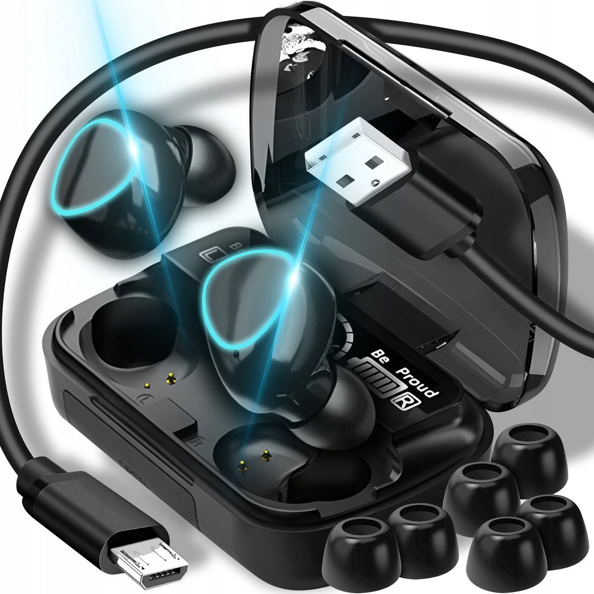 SŁUCHAWKI BEZPRZEWODOWE BLUETOOTH 5.3 Z MIKROFONEM