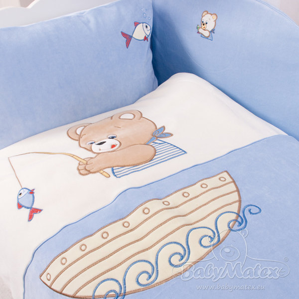 Pościel 100x135 Bears misiaczki niebieska z ochraniaczem BabyMatex