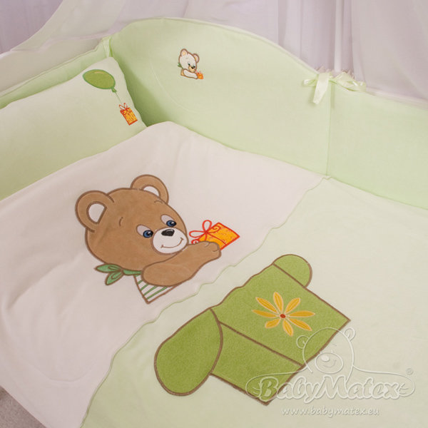 Pościel 100x135 Bears misiaczki jasno zielona z ochraniaczem BabyMatex