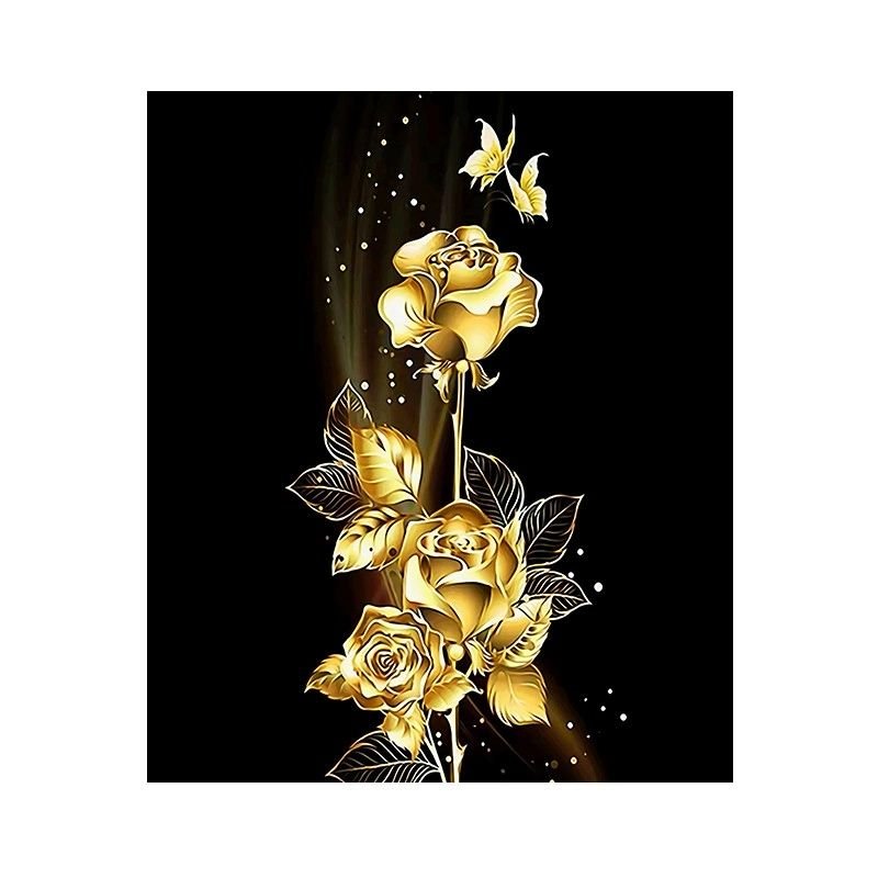 Diamond painting haft diamentowy 5d mozaika 5d - złote róże (12008) 25x35cm