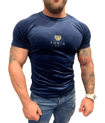 Koszulka welurowa granatowa męska Furia