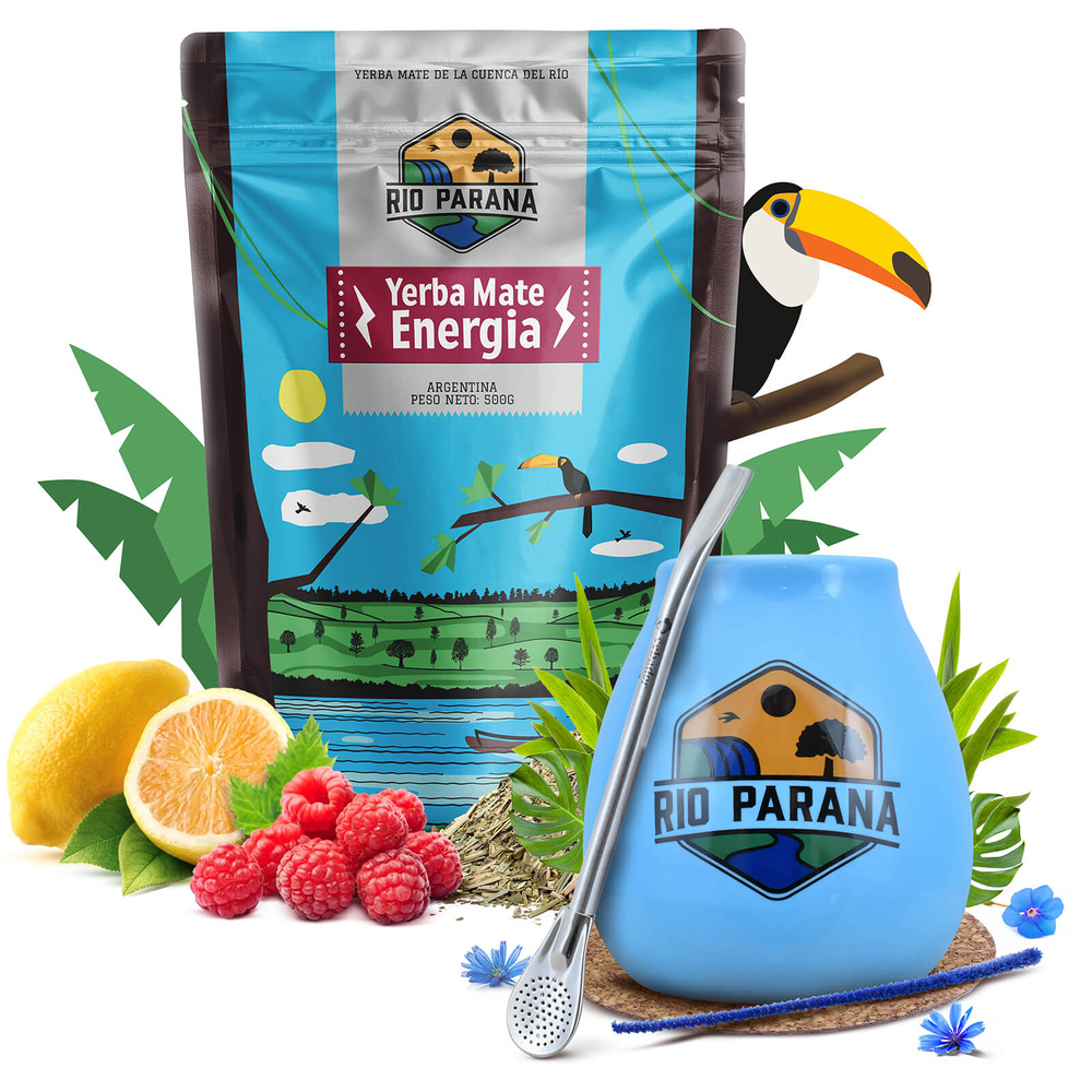 Zestaw Yerba Mate Rio Parana Energia 500g Tykwa + Bombilla