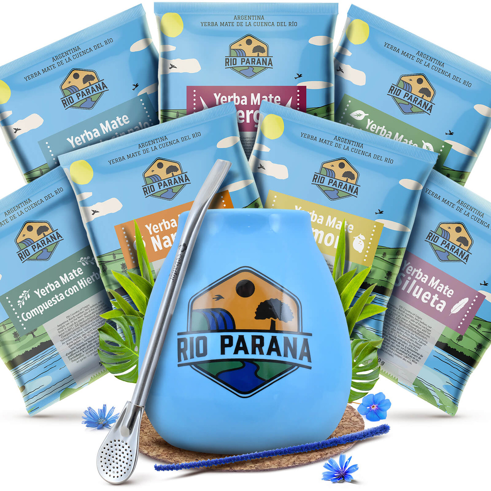 Zestaw próbek Yerba Mate Rio Parana 7x50g + akcesoria