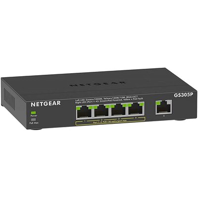 Netgear GS305Pv2 - switch - 5 ports - unmanaged GS305P-200PES
