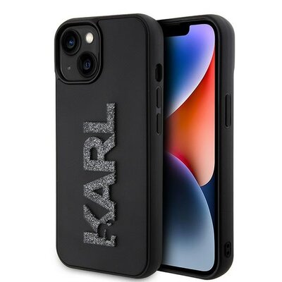 Karl Lagerfeld Etui 3D Rubber Glitter Logo do iPhone 15 6,1 cala Czarny KLHCP15S3DMBKCK