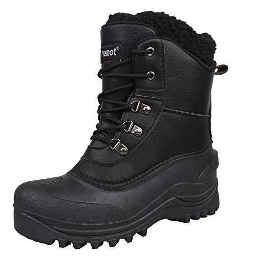 riemot Buty zimowe dla kobiet i mężczyzn, wodoszczelne, z podszewką, ciepłe, antypoślizgowe, czarne, rozmiar 38 EU, czarny, 38 EU