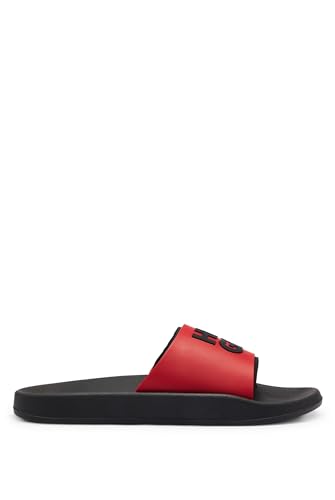HUGO Męskie klapki Nil Slid We Włoszech z logo Stack rozmiar, Medium Red, 43 EU