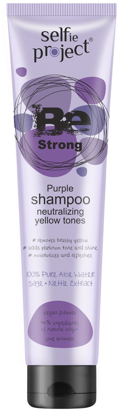 Selfie Project, BE STRONG Aktywna Regeneracja, Srebrny Szampon na Wodzie Aloesowej WŁOSY FARBOWANE BLOND, 175 ml