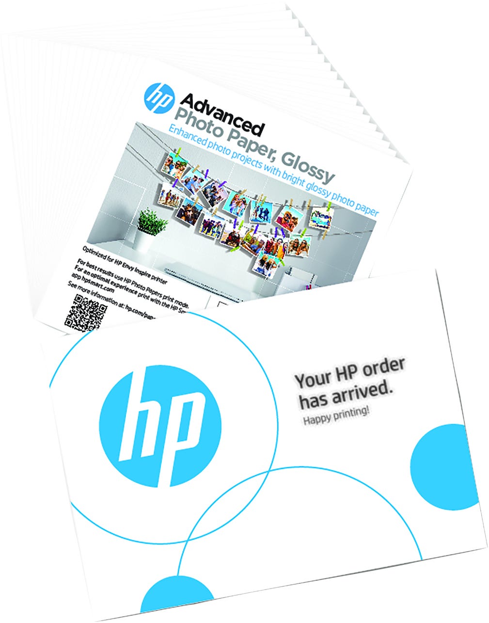 HP Advanced Photo Paper, Glossy, 65 lb, 5 x 5 in. (127 x 127 mm), 20 sheets
