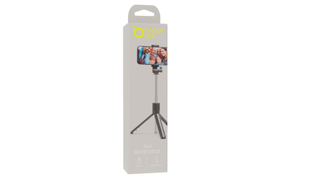HappyDot Selfie stick 2w1 ze statywem i pilotem, czarny