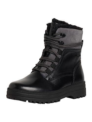 Tamaris Comfort Damskie 8-86221-41 skórzane Comfort Fit wymienna wkładka Duotex z ciepłą podszewką, czarne botki, rozmiar 36 EU, Czarna papka, 36 EU Weit