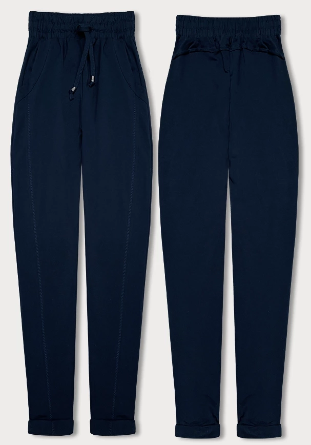 Spodnie damskie dzianinowe typu chino granatowe (3589.05X) - FEEL GOOD