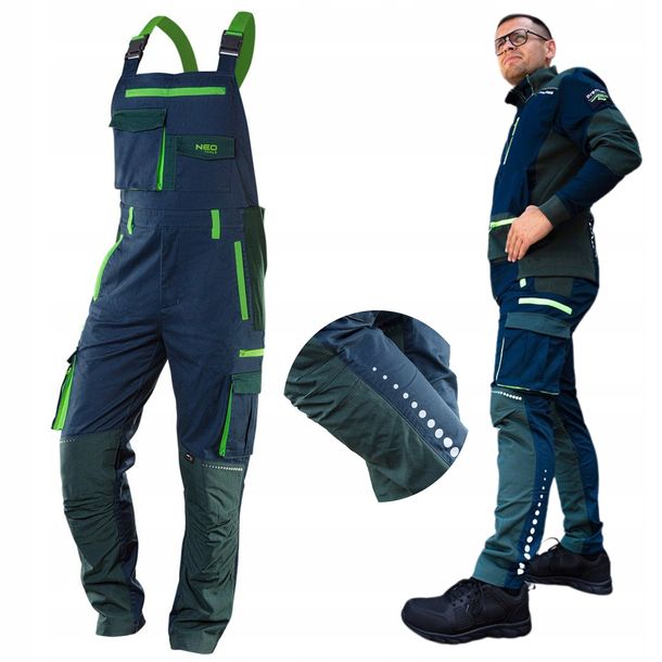 Neo Spodnie Ogrodniczki Robocze Premium Do Pasa Na Szelkach 81-246 M/50