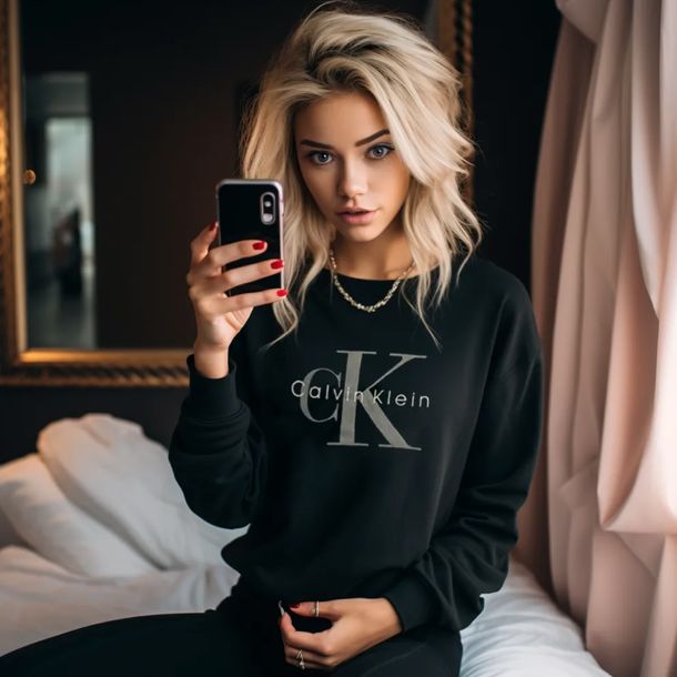 Bluza damska Calvin Klein bez kaptura czarna, klasyczna, dla NIEJ  XS