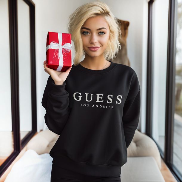 Bluza damska GUESS bez kaptura czarna, klasyczna, dla NIEJ  XS