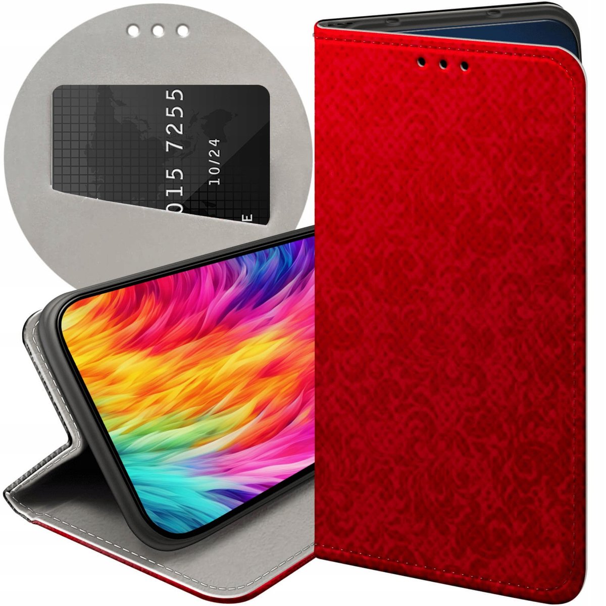 ETUI Z KLAPKĄ DO SAMSUNG GALAXY A21S WZORY CZERWONE SERCA RÓŻE FUTERAŁ CASE