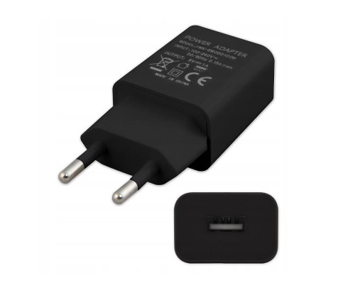 Zasilacz wtyczkowy kostka do lampki biurkowej USB 5V/1A DC czarny