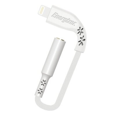 Energizer HardCase - Adapter audio Lightning do jack 3,5 mm certyfikat MFi 11 cm ROW (Biały) dożywotnia gwarancja