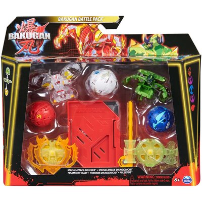 Zestaw Bakugan Battle Pack Gra strategiczna + Figurki Bruiser 2x Dragonoid Hammerhead Nillious