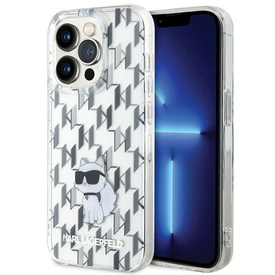 Etui KARL LAGERFELD Monogram Choupette do Apple iPhone 15 Pro Przezroczysty