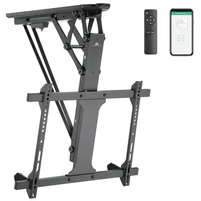 Uchwyt do TV elektryczny sufitowy Maclean, obsługa TUYA, max VESA 600x400, do pochyłych ścian, pilot, 32