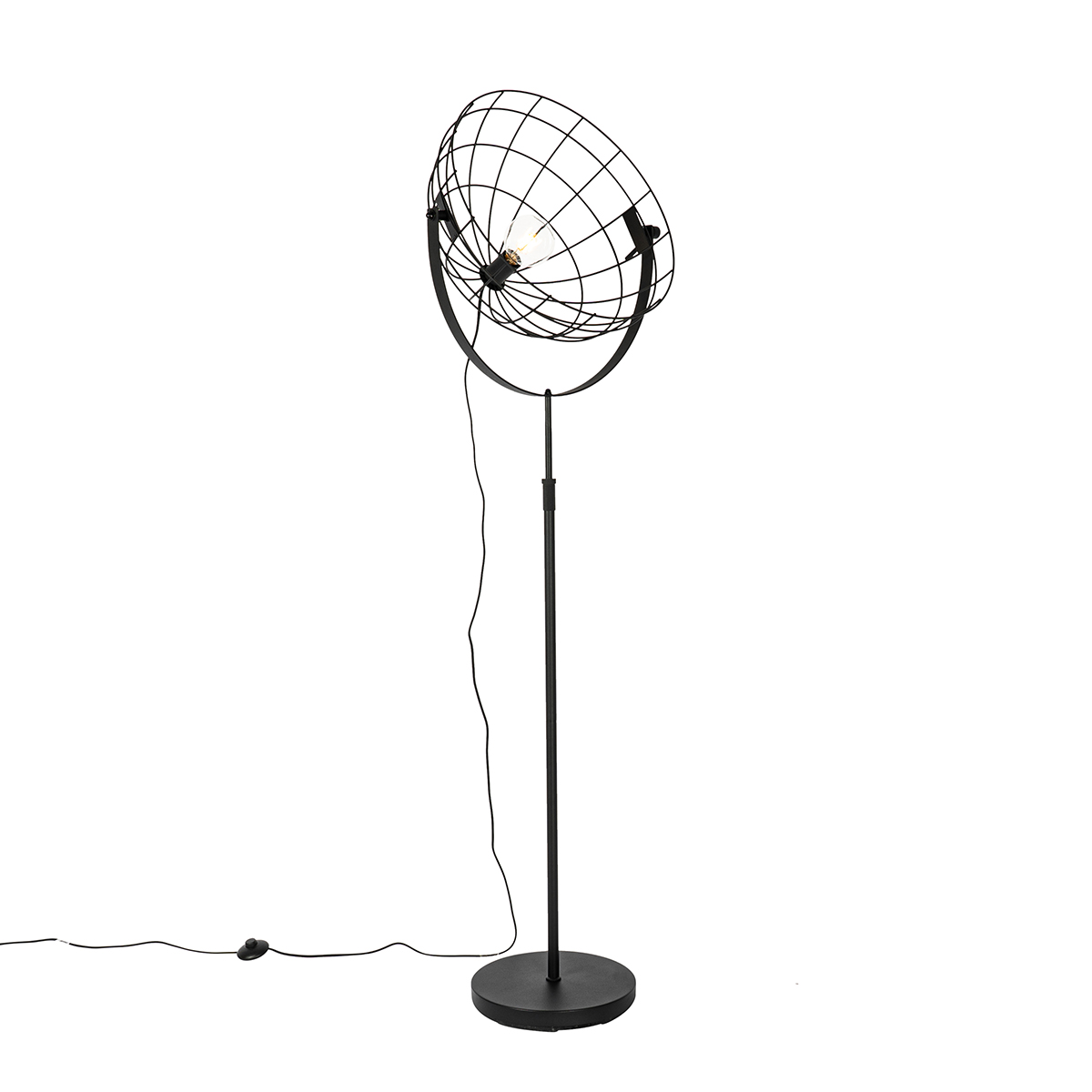 QAZQA Przemysłowa lampa podłogowa czarna regulowana 50 cm - Hanze