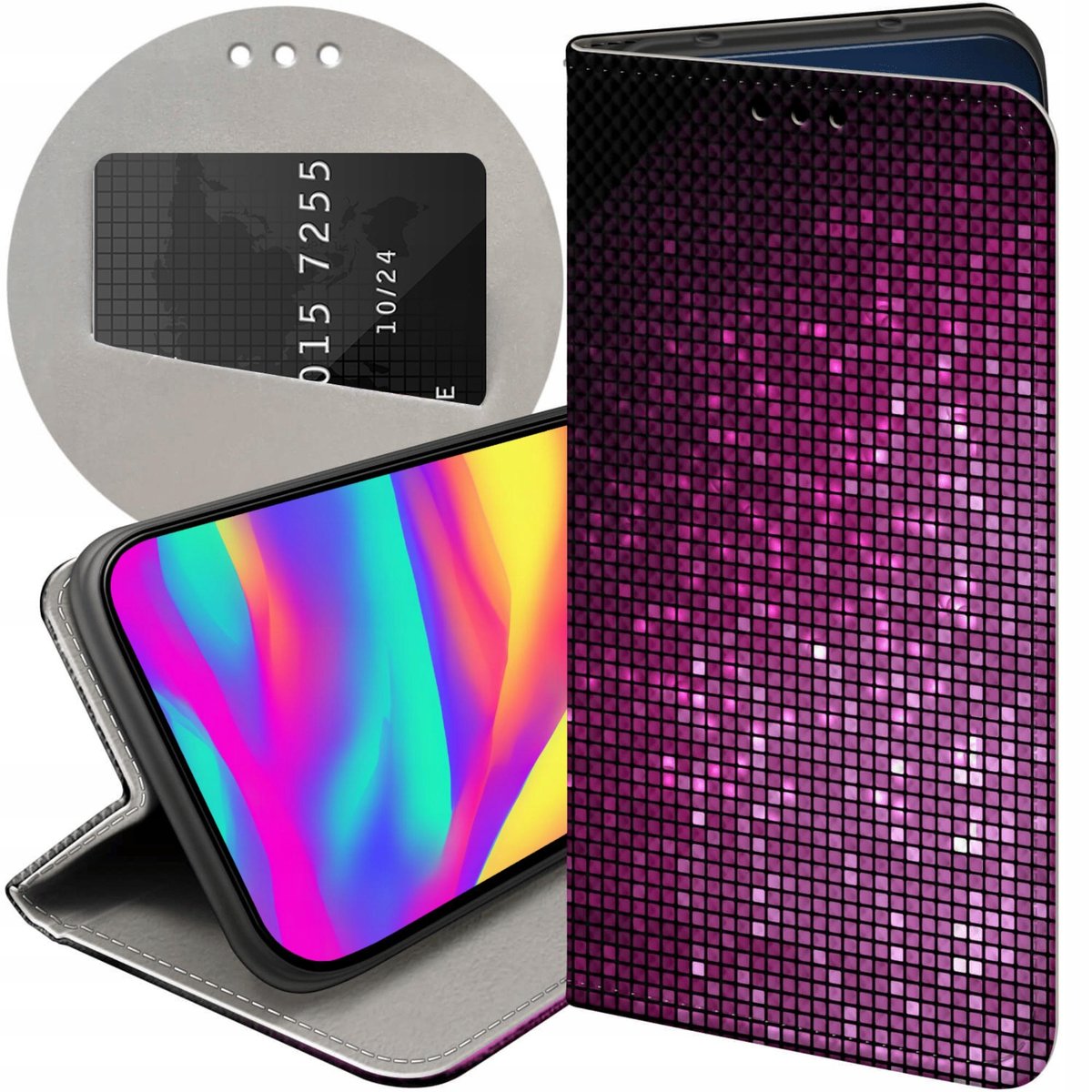 ETUI Z KLAPKĄ DO SAMSUNG GALAXY A52 5G WZORY BROKAT BROKATOWE BŁYSZCZĄCE
