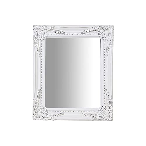 BISCOTTINI INTERNATIONAL ART TRADING Lustro ścienne 33x26x3 cm Made in Italy / Lustro shabby drewno białe / Lustro barokowe / prostokątne lustro łazienkowe