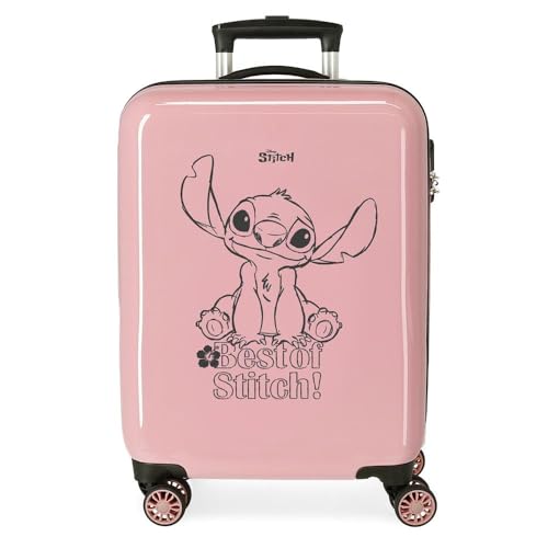 Disney Best of Stitch Walizka kabiny Różowy 38x55x20 cms Sztywne ABS Zamknięcie kombinowane boczne 34L 2 kg 4 Podwójne Koła Bagaż Ręcznie, Różowy, Talla única, Walizka kabinowa