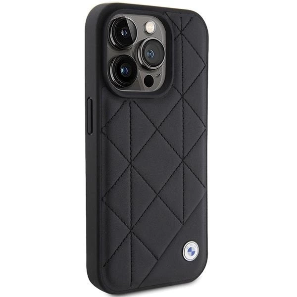 Etui BMW Leather Quilted na iPhone 15 Pro Max - czarne