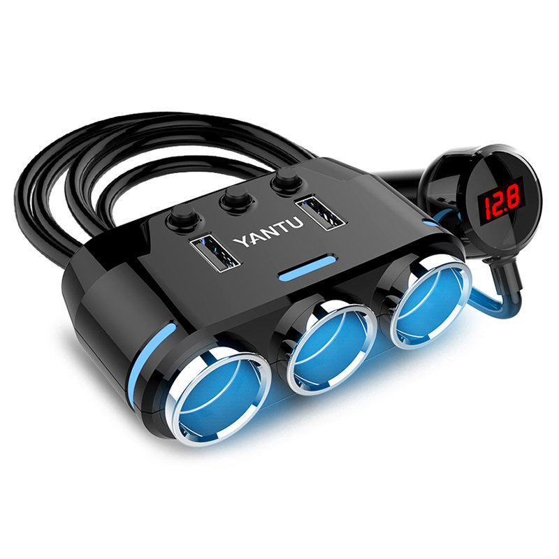 Rozdzielacz Gniazda Zapalniczki B39 Typ C - 3 Gniazda + 2Xusb - 3,1A Z Wyświetlaczem I Kablem