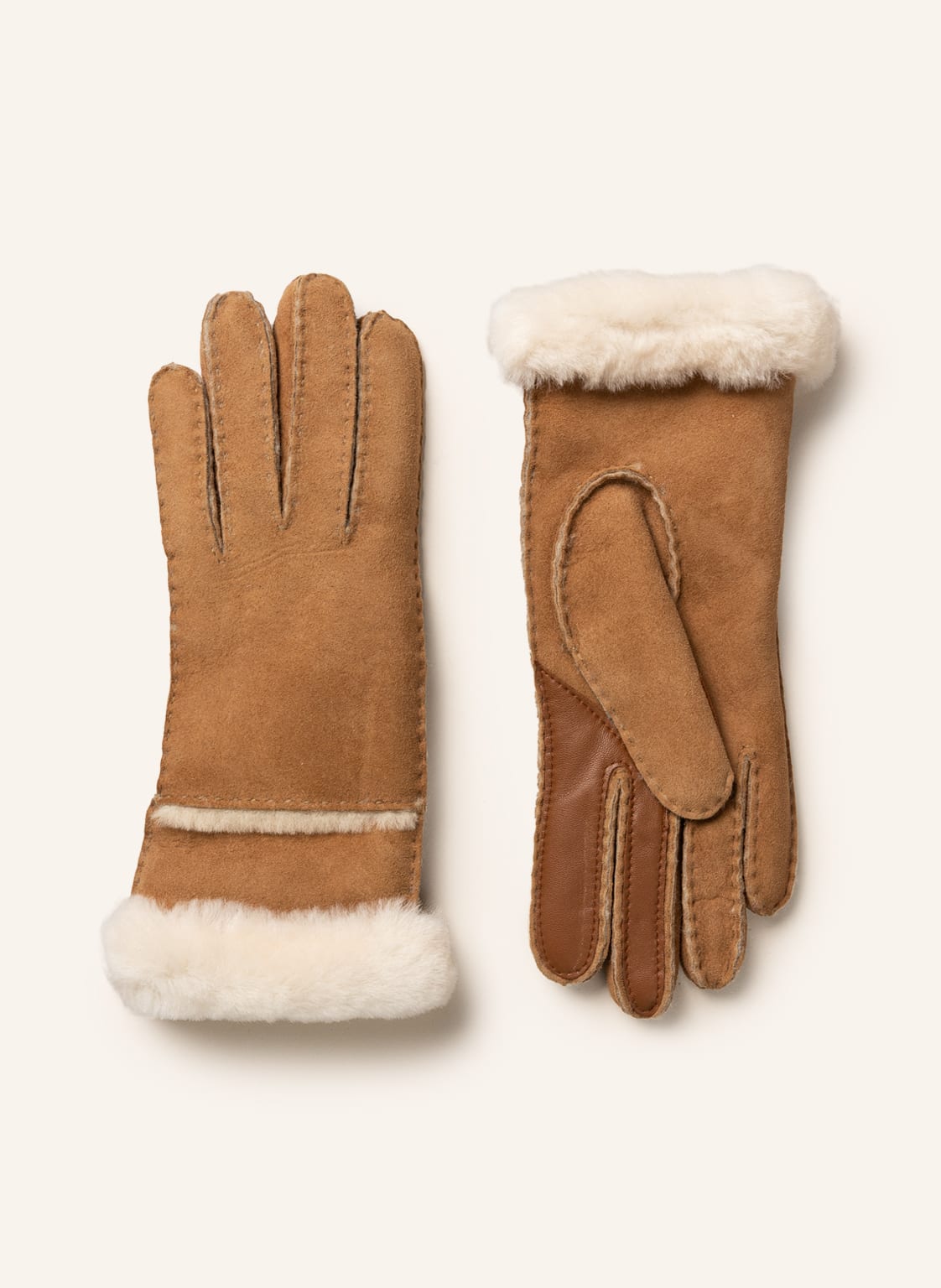 Ugg Rękawiczki Skórzane Seamed Tech Z Prawdziwej Skóry Z Funkcją Obsługi Ekranów Dotykowych braun